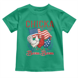 Chicka Boom Boom Patriotic Chicken Toddler T Shirt Funny Patriotic 4th of July Red White and Blue Farm TS02 Irish Green Print Your Wear