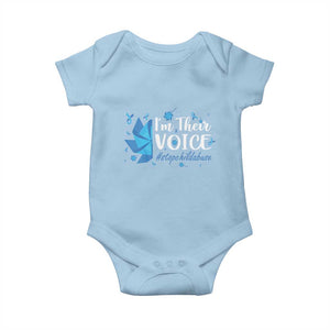 Child Abuse Prevention Awareness I'm Their Voice Baby Onesie Blue Pinwheels TS11 Light Blue Print Your Wear