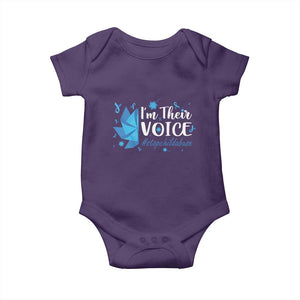 Child Abuse Prevention Awareness I'm Their Voice Baby Onesie Blue Pinwheels TS11 Purple Print Your Wear
