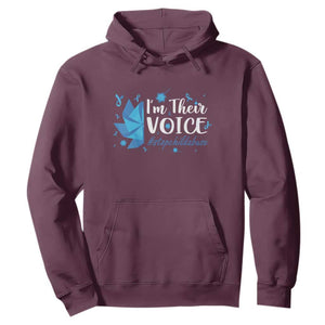 Child Abuse Prevention Awareness I'm Their Voice Hoodie Blue Pinwheels TS11 Maroon Print Your Wear