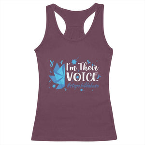 Child Abuse Prevention Awareness I'm Their Voice Racerback Tank Top Blue Pinwheels TS11 Maroon Print Your Wear