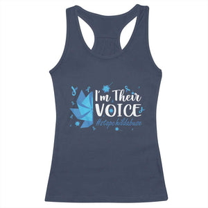 Child Abuse Prevention Awareness I'm Their Voice Racerback Tank Top Blue Pinwheels TS11 Navy Print Your Wear