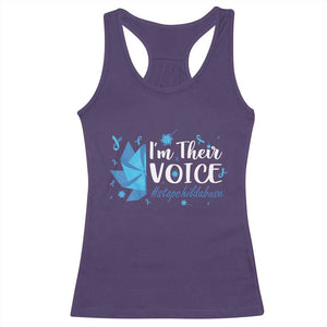 Child Abuse Prevention Awareness I'm Their Voice Racerback Tank Top Blue Pinwheels TS11 Purple Print Your Wear