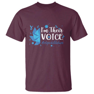 Child Abuse Prevention Awareness I'm Their Voice T Shirt Blue Pinwheels TS11 Maroon Print Your Wear