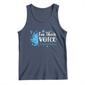 Child Abuse Prevention Awareness I'm Their Voice Tank Top Blue Pinwheels TS11 Navy Print Your Wear
