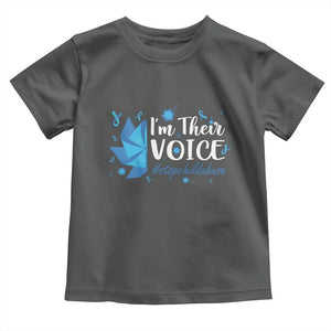 Child Abuse Prevention Awareness I'm Their Voice Toddler T Shirt Blue Pinwheels TS11 Dark Heather Print Your Wear
