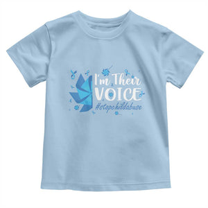 Child Abuse Prevention Awareness I'm Their Voice Toddler T Shirt Blue Pinwheels TS11 Light Blue Print Your Wear