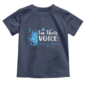 Child Abuse Prevention Awareness I'm Their Voice Toddler T Shirt Blue Pinwheels TS11 Navy Print Your Wear
