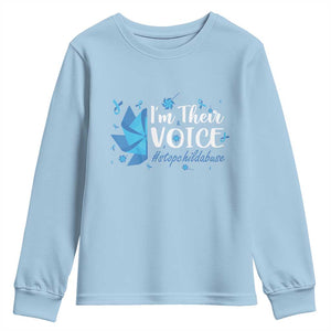 Child Abuse Prevention Awareness I'm Their Voice Youth Sweatshirt Blue Pinwheels TS11 Light Blue Print Your Wear