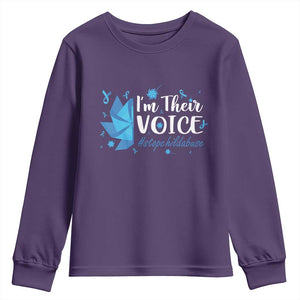 Child Abuse Prevention Awareness I'm Their Voice Youth Sweatshirt Blue Pinwheels TS11 Purple Print Your Wear