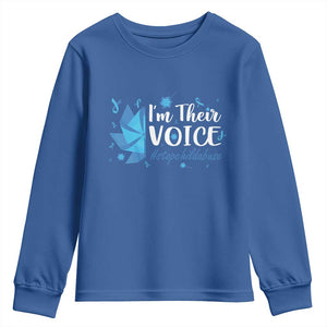 Child Abuse Prevention Awareness I'm Their Voice Youth Sweatshirt Blue Pinwheels TS11 Royal Blue Print Your Wear