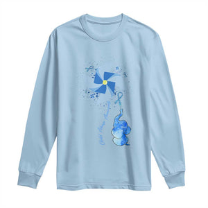 Child Abuse Prevention Awareness Long Sleeve Shirt Pinwheel Elephant TS11 Light Blue Print Your Wear
