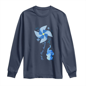Child Abuse Prevention Awareness Long Sleeve Shirt Pinwheel Elephant TS11 Navy Print Your Wear