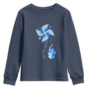 Child Abuse Prevention Awareness Youth Sweatshirt Pinwheel Elephant TS11 Navy Print Your Wear