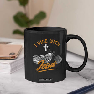 Christian Biker Coffee Mug I Ride With Jesus Faith Motorcycle TS02 Print Your Wear