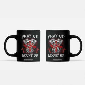 Christian Biker Coffee Mug Pray Up Before You Mount Up Faith TS02 Black Print Your Wear