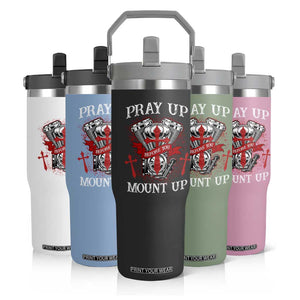 Christian Biker Flip Straw Tumbler Pray Up Before You Mount Up Faith TS02 Print Your Wear
