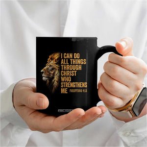 Christian Faith Coffee Mug Philippians 4:13 Religious Lion Strengthens TS02 Print Your Wear