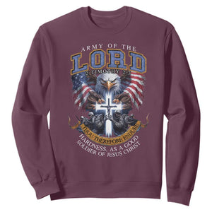 Christian Soldier Sweatshirt Army Of The Lord Thou Therefore Endure Hardness As A Good Soldier TS11 Maroon Print Your Wear