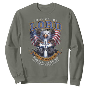 Christian Soldier Sweatshirt Army Of The Lord Thou Therefore Endure Hardness As A Good Soldier TS11 Military Green Print Your Wear