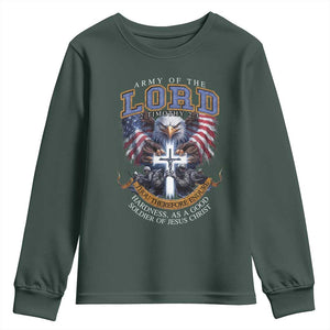 Christian Soldier Youth Sweatshirt Army Of The Lord Thou Therefore Endure Hardness As A Good Soldier TS11 Dark Forest Green Print Your Wear