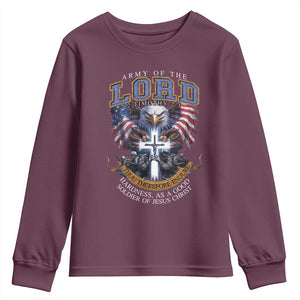 Christian Soldier Youth Sweatshirt Army Of The Lord Thou Therefore Endure Hardness As A Good Soldier TS11 Maroon Print Your Wear