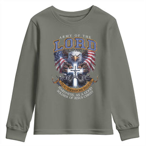 Christian Soldier Youth Sweatshirt Army Of The Lord Thou Therefore Endure Hardness As A Good Soldier TS11 Military Green Print Your Wear
