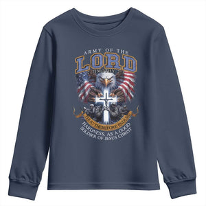 Christian Soldier Youth Sweatshirt Army Of The Lord Thou Therefore Endure Hardness As A Good Soldier TS11 Navy Print Your Wear