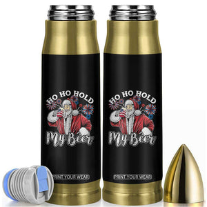 Christmas In July Bullet Tumbler Ho Ho Hold My Beer Summer Santa USA Flag 4th Of July TS11 Black Print Your Wear