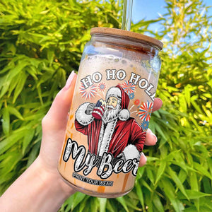 Christmas In July Glass Can Ho Ho Hold My Beer Summer Santa USA Flag 4th Of July TS11 Print Your Wear