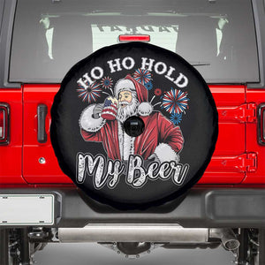 Christmas In July Spare Tire Cover Ho Ho Hold My Beer Summer Santa USA Flag 4th Of July TS11 Black Print Your Wear
