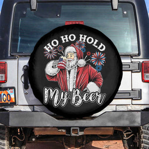 Christmas In July Spare Tire Cover Ho Ho Hold My Beer Summer Santa USA Flag 4th Of July TS11 No hole Black Print Your Wear