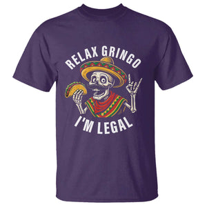 Cinco De Mayo Skeleton T Shirt Relax Gringo I'm Legal Poncho TS02 Purple Print Your Wear