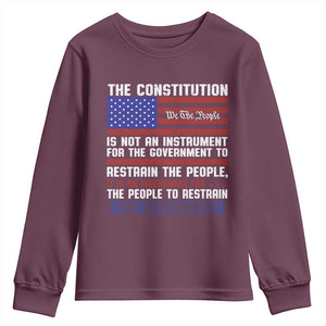 Constitution Liberty American Patriotic Youth Sweatshirt We The People US Flag TS02 Maroon Print Your Wear
