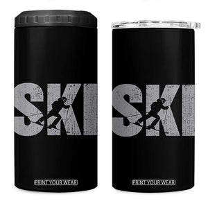 Cool Distressed Skiing 4 in 1 Can Cooler Tumbler for Skiers TS10 One Size: 16 oz Black Print Your Wear