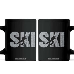 Cool Distressed Skiing Coffee Mug for Skiers TS10 Black Print Your Wear