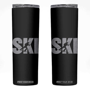 Cool Distressed Skiing Skinny Tumbler for Skiers TS10 Black Print Your Wear