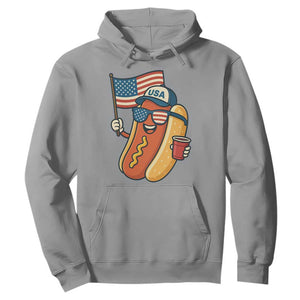 Cool Patriotic Hot Dog Hoodie Funny 4th of July Cookout 4th of July American Flag TS02 Sport Gray Print Your Wear