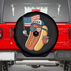 Cool Patriotic Hot Dog Spare Tire Cover Funny 4th of July Cookout 4th of July American Flag TS02 Black Print Your Wear