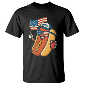 Cool Patriotic Hot Dog T Shirt Funny 4th of July Cookout 4th of July American Flag TS02 Black Print Your Wear