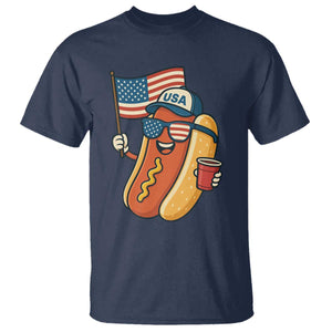 Cool Patriotic Hot Dog T Shirt Funny 4th of July Cookout 4th of July American Flag TS02 Navy Print Your Wear