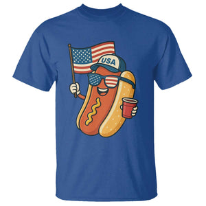 Cool Patriotic Hot Dog T Shirt Funny 4th of July Cookout 4th of July American Flag TS02 Royal Blue Print Your Wear