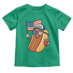 Cool Patriotic Hot Dog Toddler T Shirt Funny 4th of July Cookout 4th of July American Flag TS02 Irish Green Print Your Wear