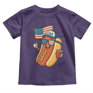 Cool Patriotic Hot Dog Toddler T Shirt Funny 4th of July Cookout 4th of July American Flag TS02 Purple Print Your Wear