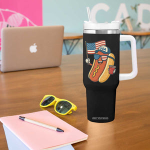 Cool Patriotic Hot Dog Tumbler With Handle Funny 4th of July Cookout 4th of July American Flag TS02 Print Your Wear