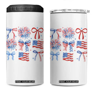 Coquette 4th Of July 4 in 1 Can Cooler Tumbler Patriotic Bow American Flag TS10 One Size: 16 oz White Print Your Wear