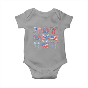 Coquette 4th Of July Baby Onesie Patriotic Bow American Flag TS10 Sport Gray Print Your Wear