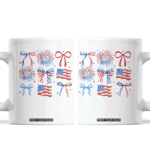 Coquette 4th Of July Coffee Mug Patriotic Bow American Flag TS10 White Print Your Wear