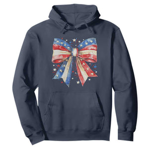 Coquette 4th Of July Hoodie USA Bow American Flag Red White and Blue TS10 Navy Print Your Wear