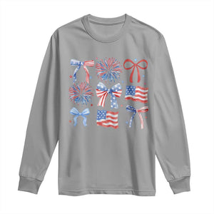 Coquette 4th Of July Long Sleeve Shirt Patriotic Bow American Flag TS10 Sport Gray Print Your Wear